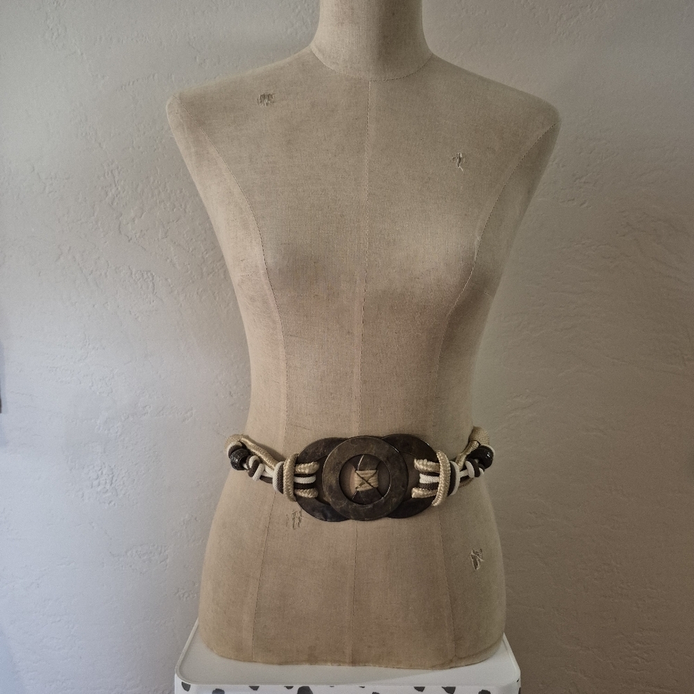 Vintage 90s Boho Rope And Metal Belt Medium